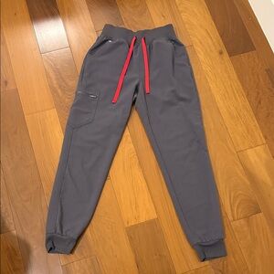 Figs Gray Joggers with Red Drawstring